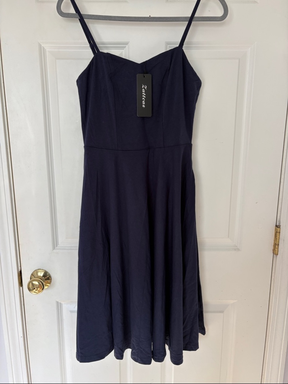MUST GO! Zattcas Navy Blue Spaghetti-Strap A-Line Dress